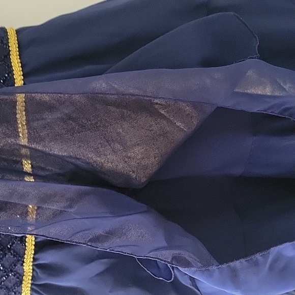 Nanette Kids Navy Blue & Gold Ruffle Tier Dress - Picture 6 of 6